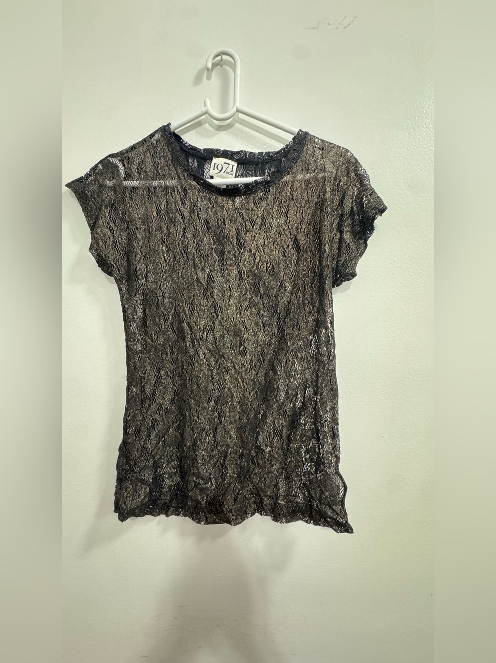 Black Sheer Lace Short Sleeve Tee